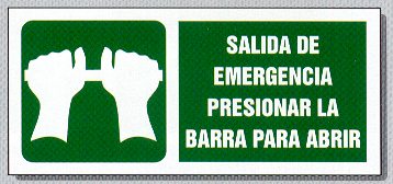 6 SALIDA DE EMERGENCIA PRESIONAR LA BARRA PARA ABRIR 2  IMAGENES FOTOS DIBUJOS